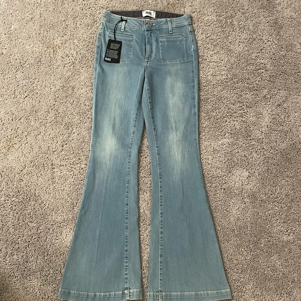 PAIGE Women's Sky Blue Flare Jeans